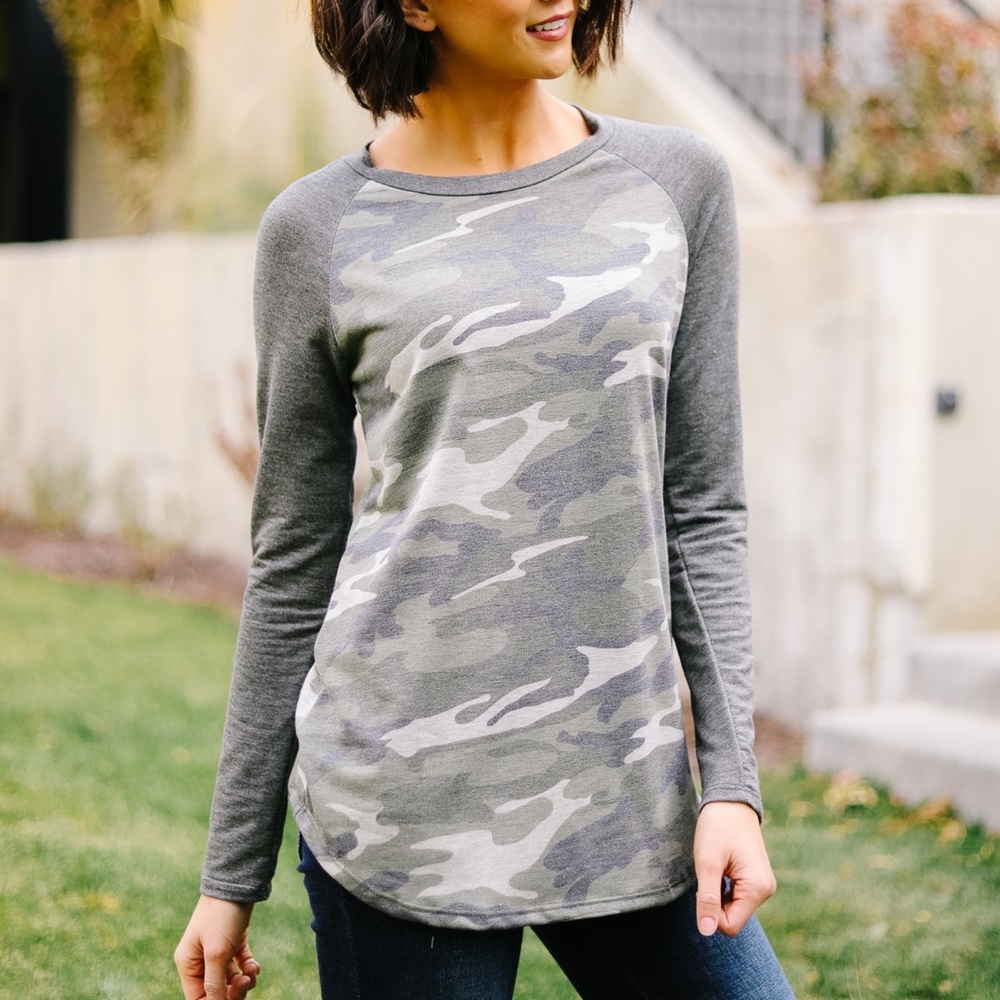 Over and Out Camo Raglan Top - Picture 3 of 8